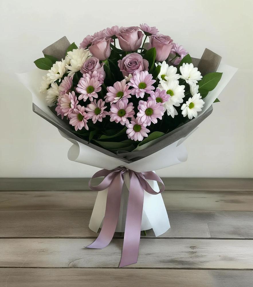 Букет цветов из: Хризантемы и Розы в Воронежской