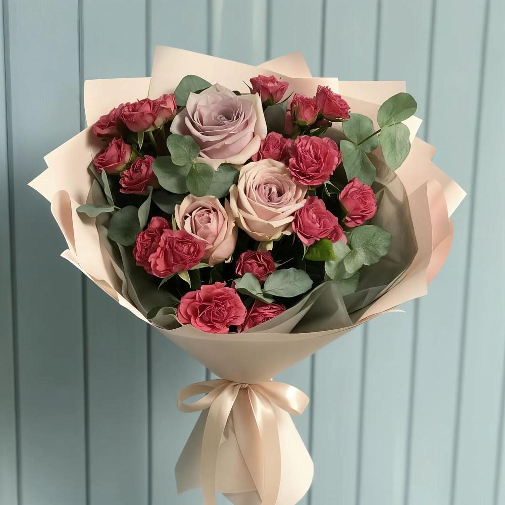 Букет цветов из: Гвоздики и Розы в Воронежской