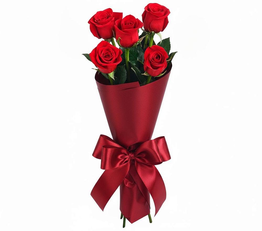 Букет 5 Красных роз Эдлесс Лав в Воронежской
