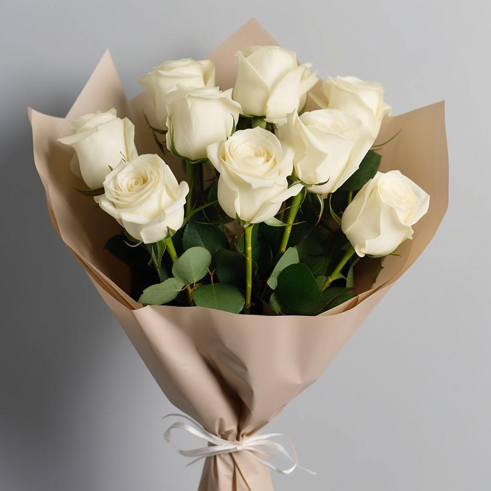 Букет 9 Белых роз Эдлесс Лав в Воронежской