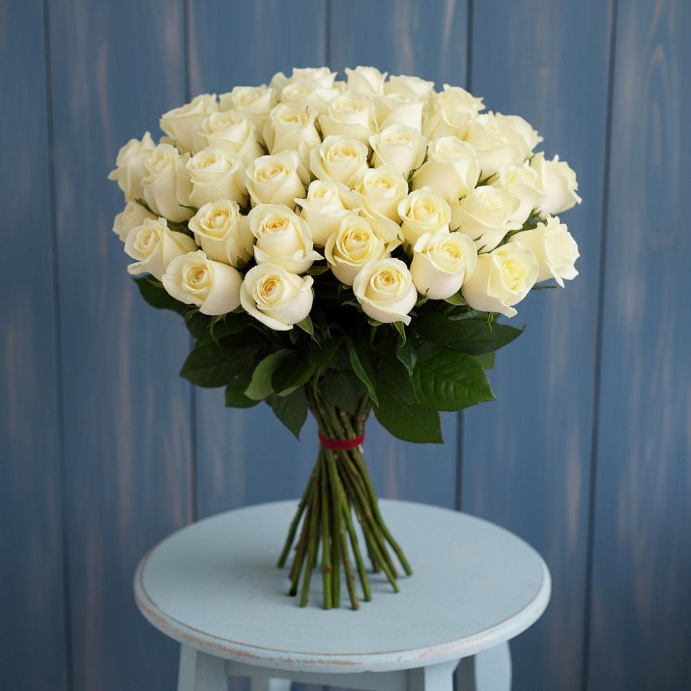 Букет 51 Белая роза Эдлесс Лав в Воронежской