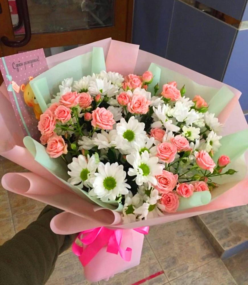 Букет цветов из: Розы и Хризантемы в Воронежской