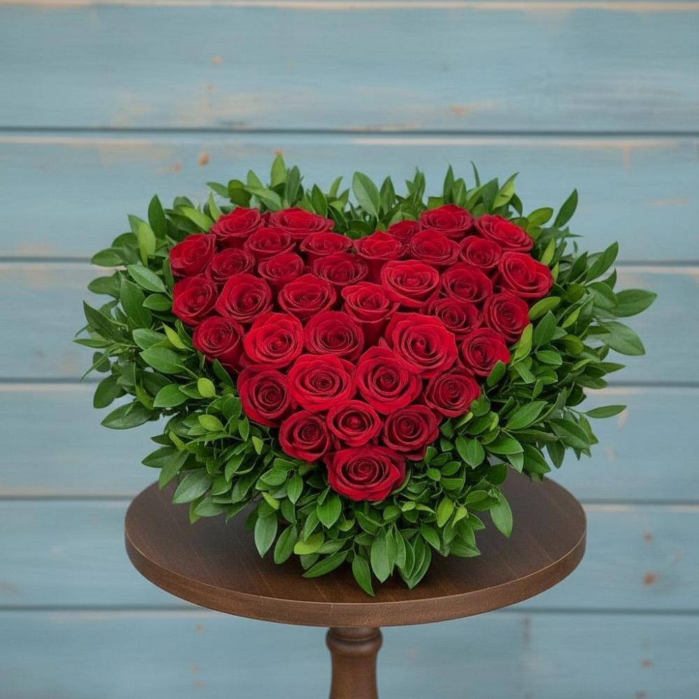 Цветочная композиция из Розы в виде сердца в Воронежской