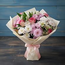 Букет цветов из:  Хризантемы, Альстромерии и Розы в Воронежской