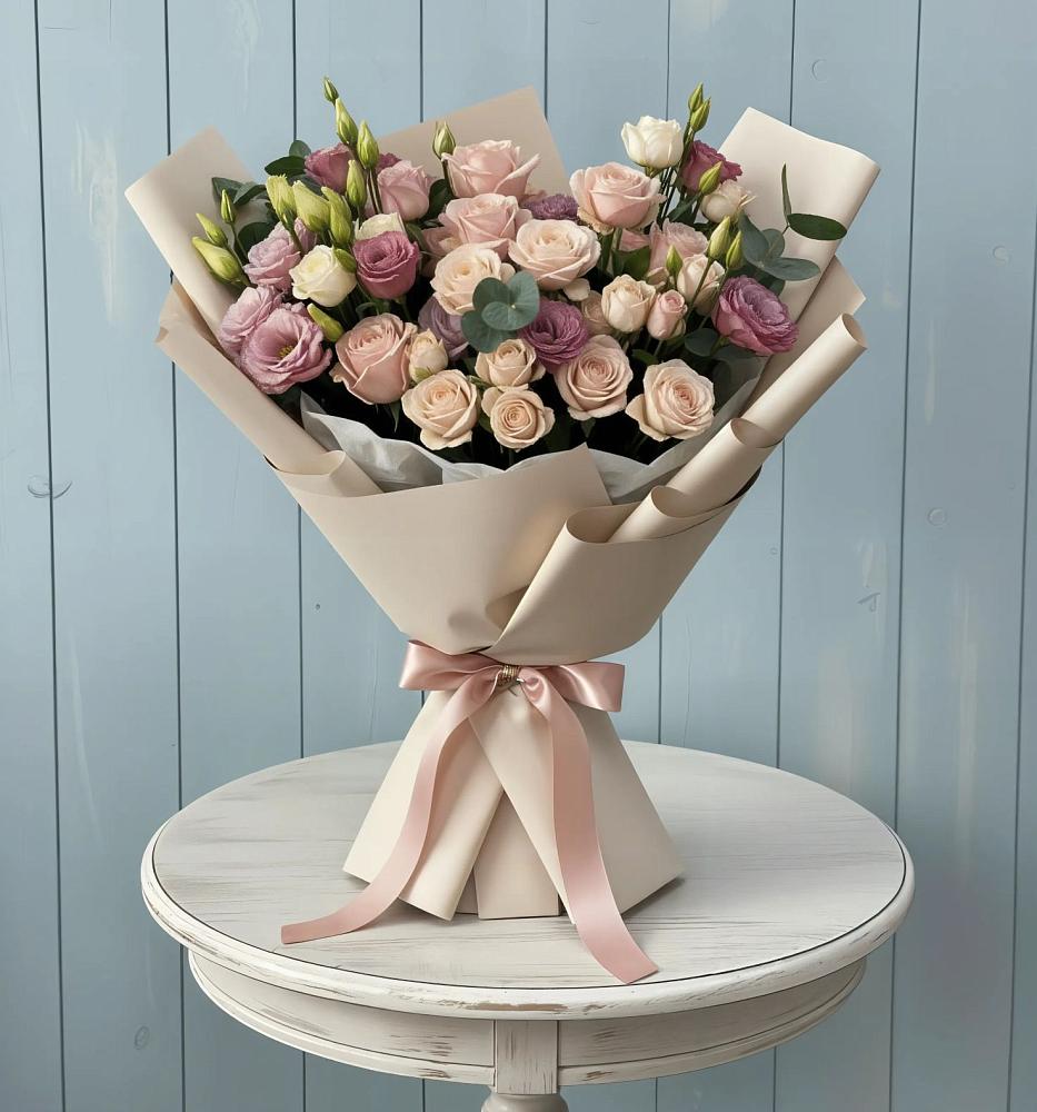 Букет цветов из: Розы и Лизиантусы в Воронежской