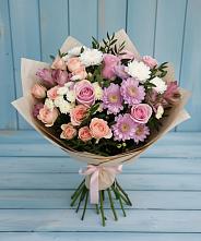 Букет цветов из:  Хризантемы, Розы и Альстромерии в Воронежской
