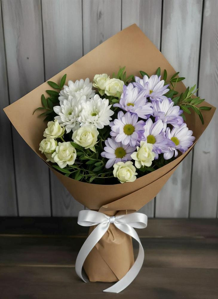 Букет цветов из: Хризантемы и Розы в Воронежской